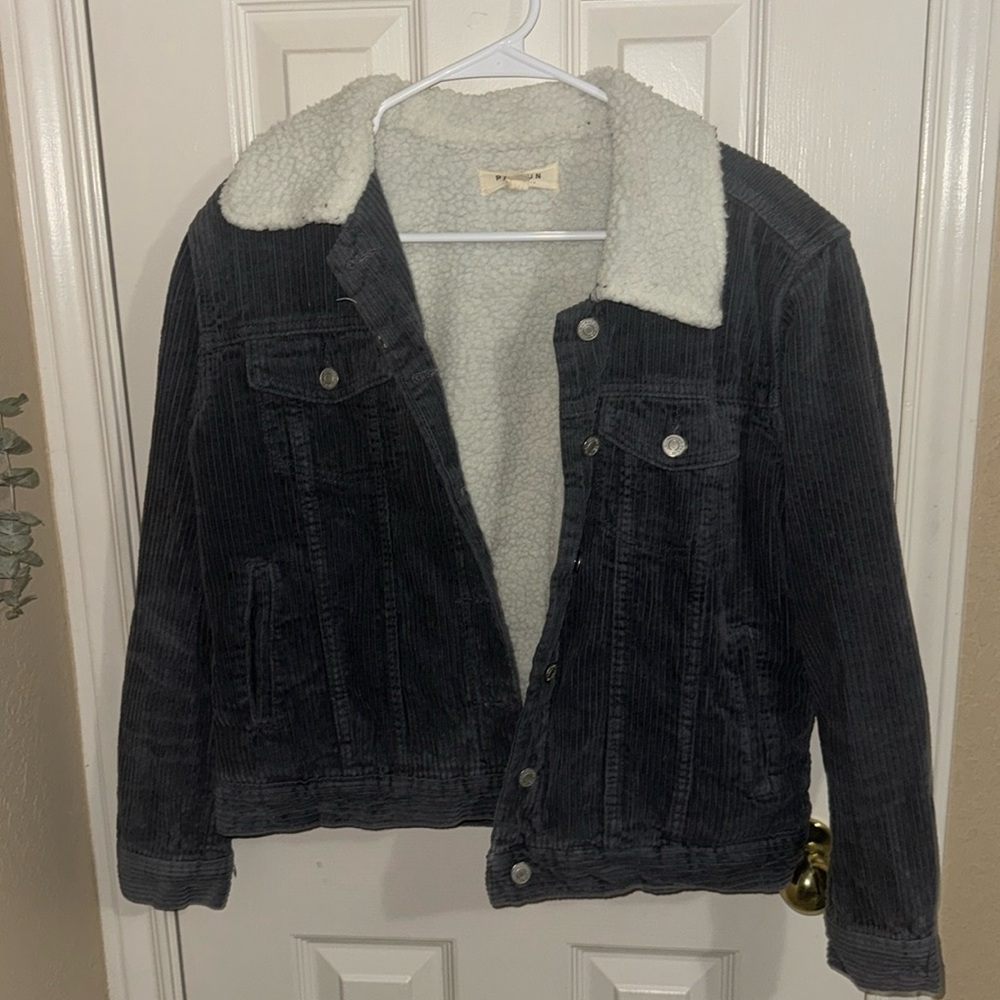 Blue corduroy sherpa jacket